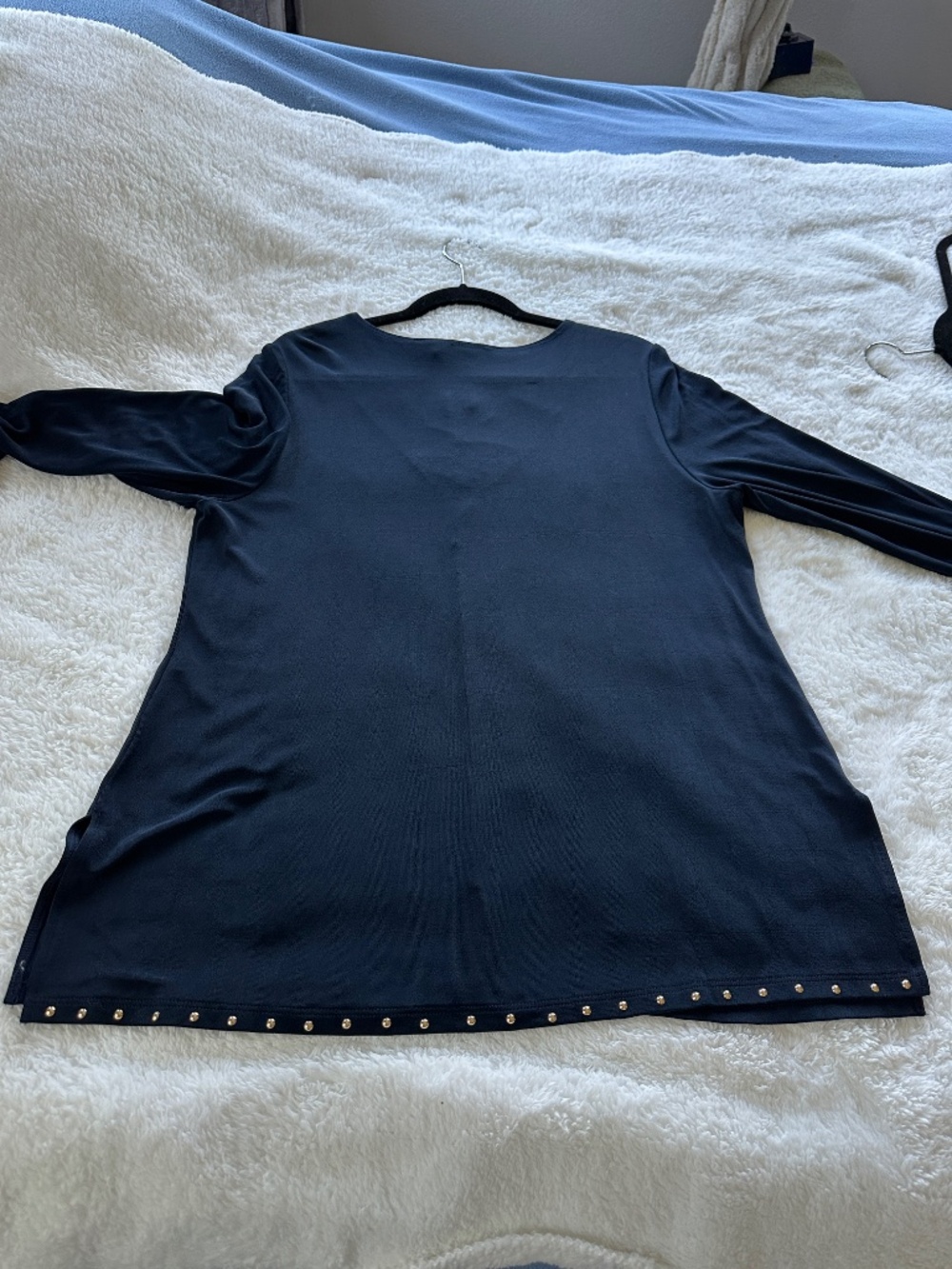 Chico's Travelers Ink Navy Tunic with Gold studs Chico's Size 2 / US 12 /L - Picture 6 of 11